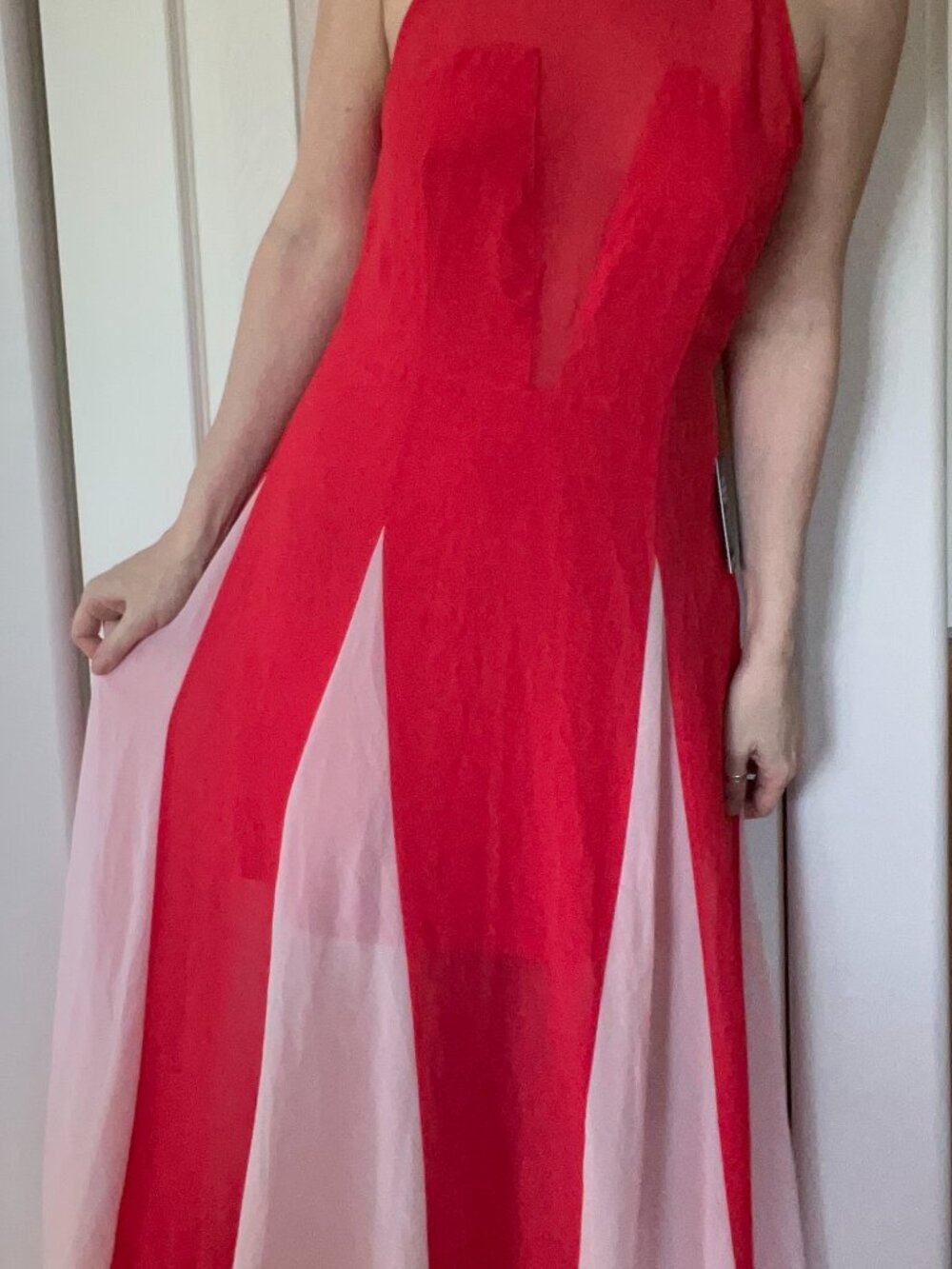 Express High Neck Godet Evening Dress